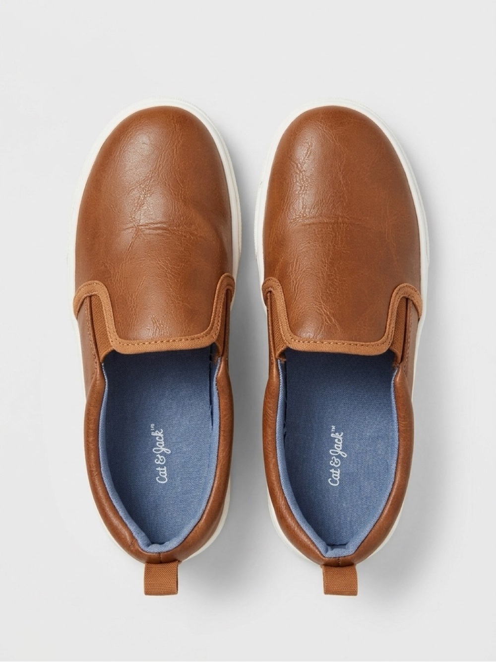 Cat & Jack Brown Slip-On Sneakers with Blue Insole